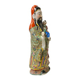Chinese Canton Color Mixed Feng Shui Fuk, Luk, Sau Figure Set – Three Deities for Luck, Prosperity, and Longevity ws1602S