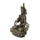 Chinese Distressed Marks Silver Color Metal Sitting Tibetan Tara Statue ws1701S
