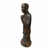 Authentic Hand-Carved Wooden Monk Lohan/Arhat Figure with Lotus Pedestal. ws1522S