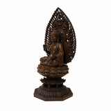 Chinese Brown Sitting Buddha Gautama Amitabha Shakyamuni Wood Statue ws1763S