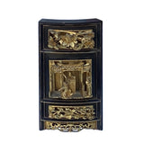 chinese wood golden carving - asian vintage scene carving wall art - golden flower carving plaque