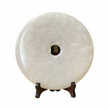 Chinese Natural White Stone Round Fengshui Home Decor Display ws1670S