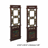 Chinese Vintage Restored Wood Pair of Hand-Crafted Antique Panels with Carved Motifs in Red, Green, and Gold ws1600S