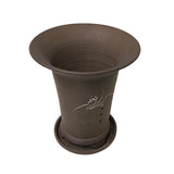 Handcrafted Clay Planter with Floral Etching and Drainage Saucer ws1340S