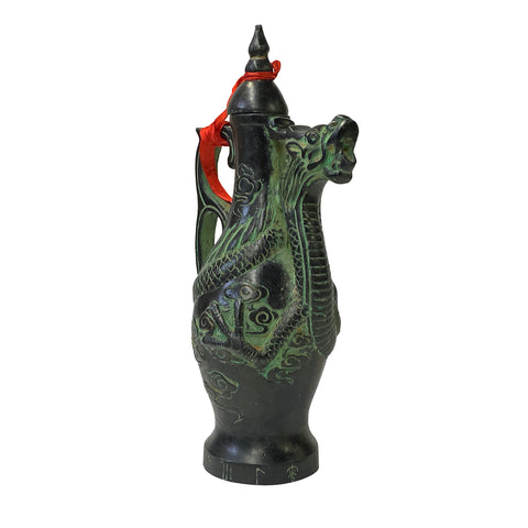 Ancient Chinese Green Bronze Dragon Wine Teapot Jar Shape Teapot - Han ...