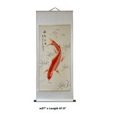Chinese Fengshui Koi Fish Color Ink Scroll Painting Quality Wall Art ws1887S