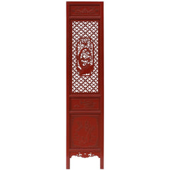 Oriental Red Paint Geometric Flower Bird Accent Narrow Floor Panel Headboard cs3568S Oriental Red Paint Geometric Flower Bird Accent Narrow Floor Panel Headboard cs3568S