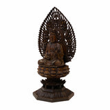 Chinese Brown Sitting Guan Yin Tara Bodhisattva Avalokitesvara Wood Statue ws1761S