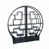 Chinese Black Lacquer Round Shape Display Curio Cabinet Room Divider cs7028S