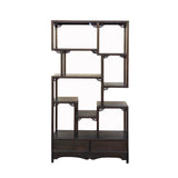 Oriental Classic Brown Stain Treasure Display Curio Cabinet Room Divider cs7161S
