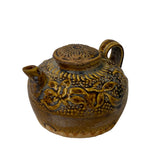 Handmade Classic Oriental Clay Ware Brown Glaze Teapot with Floral  Art ws2649S