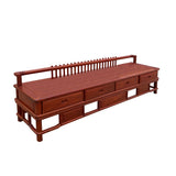 Contemporary Oriental Daybed Couch - Handmade Solid Wood Zen Chinese Brown Wood Bar Panel Bench cs7543S