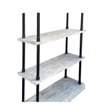 Cream White Rustic Wood Bookcase with Metal Bar Support for Statue and Vase Display as Room Divider in Home Deco cs7320S