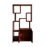 Tall Chinese Light Brown Stain Treasure Display Curio Cabinet Room Divider cs7285S
