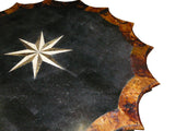 Handmade Vintage Old Shanghai Star-Shaped Pedestal Table with Marble Inlay Wood Mix cs960S