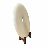 Chinese Handmade White Round Donut Shape Stone Feng Shui Display Sculpture on Stand ws1669S