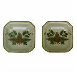 Lot Of 2 Quality Asian Artist Hand Painted Porcelain Display Square Dish vs075-2S