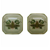 Lot Of 2 Quality Asian Artist Hand Painted Porcelain Display Square Dish vs075-2S