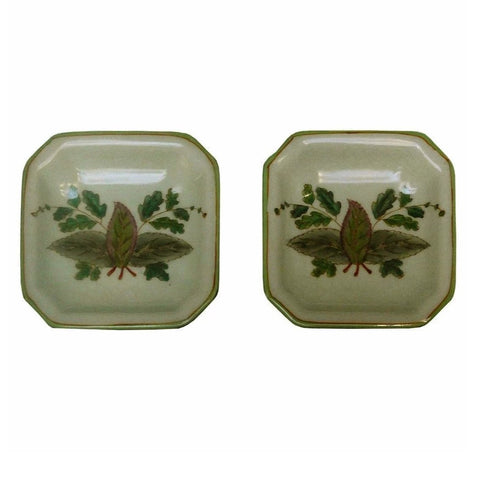 Lot Of 2 Quality Asian Artist Hand Painted Porcelain Display Square Dish vs075-2S