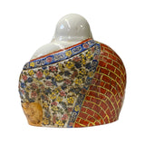 Seated Ceramic Laughing Buddha Statue Holding Prayer Beads with Detailed Hand-Painted Design ws1604S