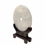 Chinese Natural Stone Round Plaque with 8 Horses, Flowers & Calligraphy Display Stand ws1663S