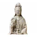 Porcelain White Off Kwan Yin Bodhisattva Statue – Goddess of Mercy On Lotus Base ws1574S