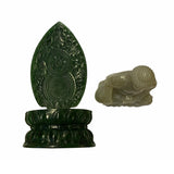 Hand-Carved Jade Stone Buddha Gautama Amitabha Shakyamuni Statue – Sitting on Lotus Base in Meditation 1810S