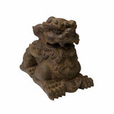 Chinese Distressed Brown Rough Marks Fengshui Pixiu Figure ws1737S