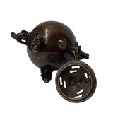 Oriental Brown Finish Metal Incense Burner with Foo Dogs Accent Lid ws1596S
