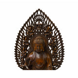 Chinese Brown Sitting Buddha Gautama Amitabha Shakyamuni Wood Statue ws1763S