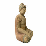 Handcrafted Large Size Rustic Wooden Buddha Statue – Meditative Sitting Pose  ws1539S