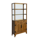 Chinese Vintage Light Brown Glass Display Bookcase Curio Cabinet cs6963S