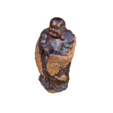 Chinese Happy Laughing Buddha Statue Heavy Wood Natural Patina Hand-Carved with Crack Marks for Feng Shui and Room Decor ws2790S