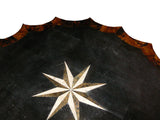 Handmade Vintage Old Shanghai Star-Shaped Pedestal Table with Marble Inlay Wood Mix cs960S