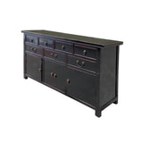 Handmade Solid Wood Black Sideboard with 7 Drawers – Oriental Style cs7507S