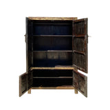 Chinese Distressed Sorrell Brown Graphic TV Dressing Storage Cabinet cs7329S