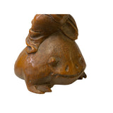 Hand-Carved Bamboo Happy Laughing Buddha Statue Seated Natural Finish for Feng Shui and Home Deco ws2364S