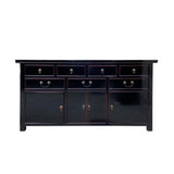 black lacquer sideboard - asian black drawers credenza - black console table