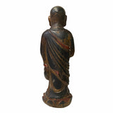 Authentic Hand-Carved Wooden Monk Lohan/Arhat Figure with Lotus Pedestal. ws1522S