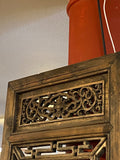 Chinese Vintage Floral Pattern Wood Floor Panel Screen cs2649S