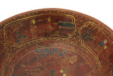 Handmade Chinese Red Wood Bowl With Gold Painted Filial Piety Story n200S