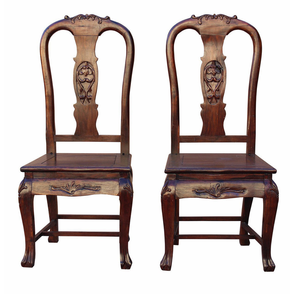 Pair Handmade Chinese Old Shanghai Design Solid Red Wood SuanZhiMu Rosewood Chair wk2601S