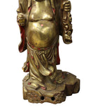 standing wood carved Happy Buddha statue