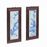 Chinese Blue White Porcelain Flower Birds Scenery Wall Panel Set ws976S