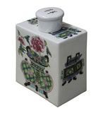Colorful Painting Flower In Vase Rectangular Porcelain Tea Jar