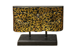 Master Wood Carved Gold Color Buddha's Eye Of Wisdom Art Panel On Stand n273S