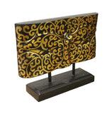Master Wood Carved Gold Color Buddha's Eye Of Wisdom Art Panel On Stand n273S