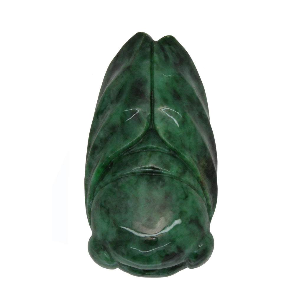 Hand Crafted Jade Pendant Dark Green Cicada Zen Ornament Figure n459S