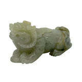 Hand Carved Natural Green & Yellow Jade Feng Shui Lucky Pixiu Figure Pendant n465S