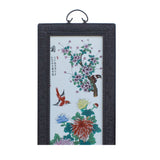 Vintage Chinese Wood Frame Porcelain Flower Birds Wall Plaque Panel ws1202S